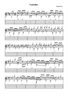 Canarios: For guitar with tab by Gaspar Sanz