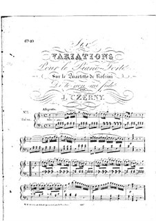 Six Variations on Theme from Opera by Rossini: Six Variations on Theme from Opera by Rossini by Joseph Czerny