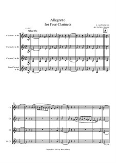 Allegretto for Four Clarinets: Score by Ludwig van Beethoven