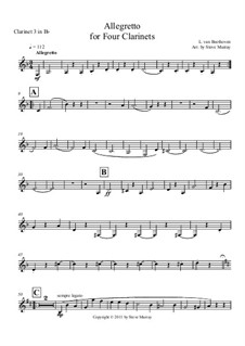 Allegretto for Four Clarinets: Clarinet III part by Ludwig van Beethoven