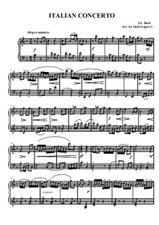 Italian Concerto, BWV 971: Movement I. Version for easy piano by Johann Sebastian Bach