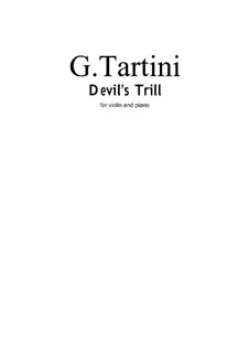 Sonata for Violin and Piano in G Minor 'Il trillo del diavolo' (Devil's Trill): Score, solo part by Giuseppe Tartini