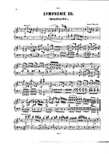 Symphony No.100 in G Major 'Militaire', Hob.I/100: Version for piano by Joseph Haydn