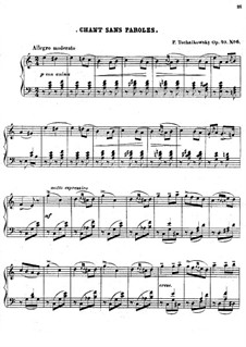 Twelve Pieces , TH 138 Op.40: No.6 Song without Words by Pyotr Tchaikovsky