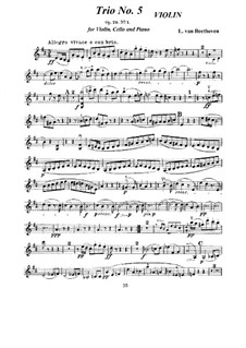 Trio for Violin, Cello and Piano No.5 'Ghost', Op.70 No.1: Parts by Ludwig van Beethoven