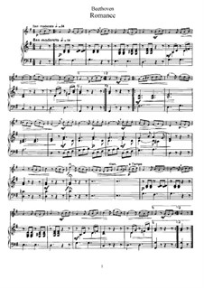 Romance for Flute and Piano in G Major: Score by Ludwig van Beethoven