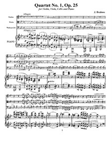Piano Quartet No.1 in G Minor, Op.25: Full score, Parts by Johannes Brahms