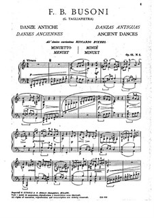 Ancient Dances, BV 126 Op.11: Complete set by Ferruccio Busoni