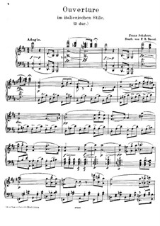 Overture for Orchestra in Italian Style in D Major, D.590: Arrangement for piano by Franz Schubert