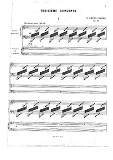 Concerto for Piano and Orchestra No.3 in E Flat Major, Op.29: Version for two pianos four hands by Camille Saint-Saëns