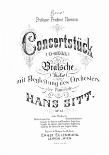Concert Piece in G Minor, Op.46: Full score, parts by Hans Sitt
