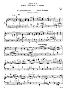 Six Pieces for Piano, TH 143 Op.51: Complete set by Pyotr Tchaikovsky