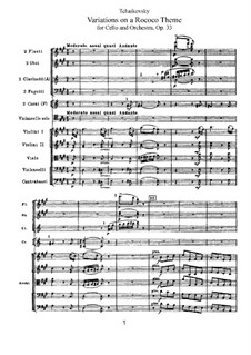 Variations on a Rococo Theme, TH 57 Op.33: Full score by Pyotr Tchaikovsky