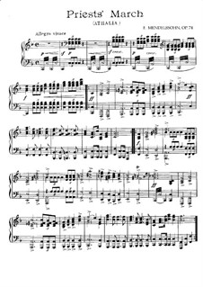 Musik zu Athalia (Music to Athalie), Op.74: War March of the Priest, for piano by Felix Mendelssohn-Bartholdy