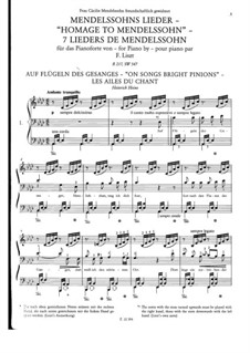 Transcriptions on Songs by Mendelssohn, S.547: Complete set by Franz Liszt