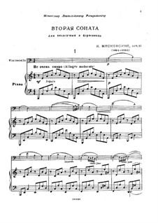 Sonata for Cello and Piano No.2, Op.81: Sonata for Cello and Piano No.2 by Nikolai Myaskovsky