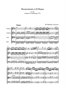 Divertissement in D Major, K.136: Full score by Wolfgang Amadeus Mozart