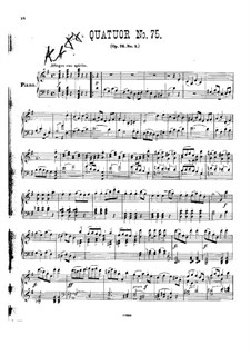 String Quartet No.60 in G Major, Hob.III/75 Op.76 No.1: Version for piano by Joseph Haydn
