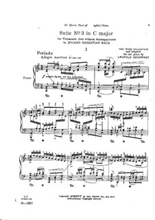 Suite for Cello No.3 in C Major, BWV 1009: Arrangement for piano by Johann Sebastian Bach