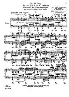 Suite for Cello No.5 in C Minor, BWV 1011: Arrangement for piano by Johann Sebastian Bach