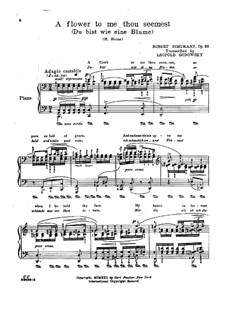 No.24 Du bist wie eine Blume (You are Like a Flower): For piano by Robert Schumann
