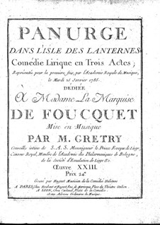 Panurge dans l'isle des lanternes: Full score by André Grétry