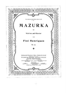 Mazurka for Violin and Piano, Op.35: Score by Valdemar Fini Henriques