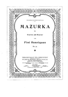 Mazurka for Violin and Piano, Op.35: Solo part by Valdemar Fini Henriques