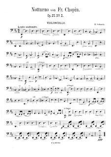 Nocturnes, Op.27: No.2, for string quintet – cello part by Frédéric Chopin