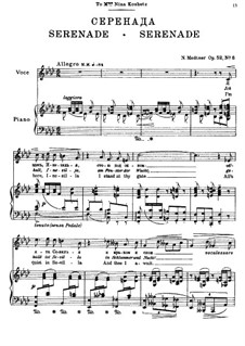 Seven Songs after Pushkin, Op.52: No.6 Serenade (F Minor) by Nikolai Medtner
