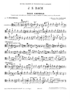 Two Chorals: Arrangement for cello and piano – solo part by Johann Sebastian Bach