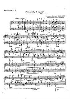 Concert Allegro. Arrangement for Piano: Concert Allegro. Arrangement for Piano by Domenico Scarlatti