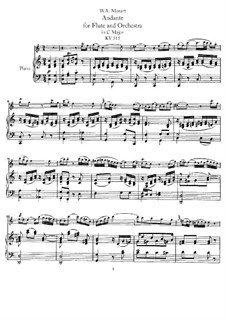 Andante for Flute and Orchestra in C Major, K.315: Version for flute and piano – score, solo part by Wolfgang Amadeus Mozart