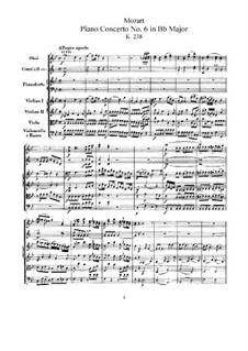 Concerto for Piano and Orchestra No.6 in B Flat Major, K.238: Full score by Wolfgang Amadeus Mozart