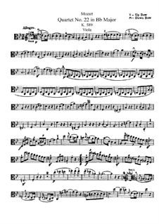 String Quartet No.22 in B Flat Major, K.589: Viola part by Wolfgang Amadeus Mozart