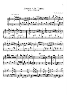 Rondo alla turca: High quality sheet music by Wolfgang Amadeus Mozart