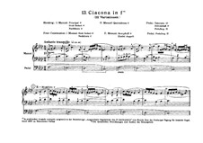 Chaconne in F Minor: For organ by Johann Pachelbel