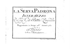 La serva padrona (The Servant Turned Mistress): Full score by Giovanni Battista Pergolesi