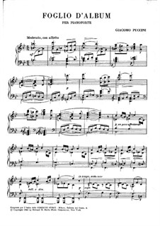 Foglio d'Album (Album Leaf): Foglio d'Album (Album Leaf) by Giacomo Puccini
