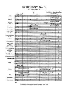 Symphony No.3 in C Minor 'Organ Symphony', Op.78: Full score by Camille Saint-Saëns