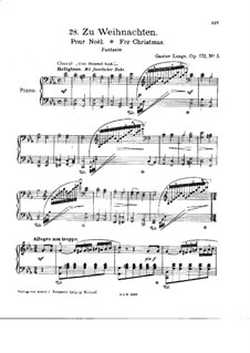 Zu Weihnachten (For Christmas), Op.172 No.5: For piano by Gustav Lange