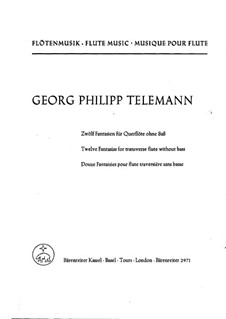 Twelve Fantasias for Solo Flute, TWV 40:2-13: For a single performer by Georg Philipp Telemann