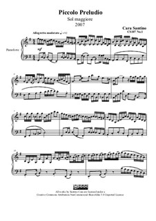 Little prelude in g major for piano, CS107 No.1: Little prelude in g major for piano by Santino Cara
