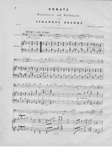 Sonata for Cello and Piano No.1 in E Minor, Op.38: Score, solo part by Johannes Brahms