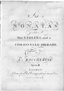 Six Sonatas for Two Violins and Cello, G.77-82 Op.2: Violin I parts by Luigi Boccherini