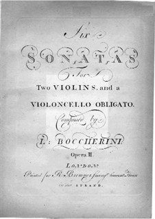 Six Sonatas for Two Violins and Cello, G.77-82 Op.2: Violin II  parts by Luigi Boccherini