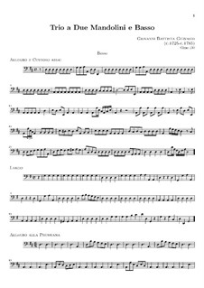 Trio for Two Mandolins and Basso Continuo: Basso continuo part by Giovanni Battista Gervasio