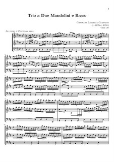 Trio for Two Mandolins and Basso Continuo: Full score by Giovanni Battista Gervasio