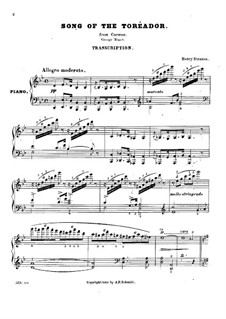 Transcription on 'Toreador's Song' from 'Carmen' by Bizet: Transcription on 'Toreador's Song' from 'Carmen' by Bizet by Henry Strauss