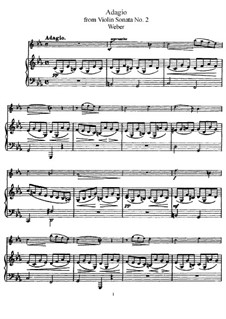 Six Sonatas for Violin and Piano, Op.10: Sonata No.2. Adagio – score for two performers, solo part, J.100 by Carl Maria von Weber